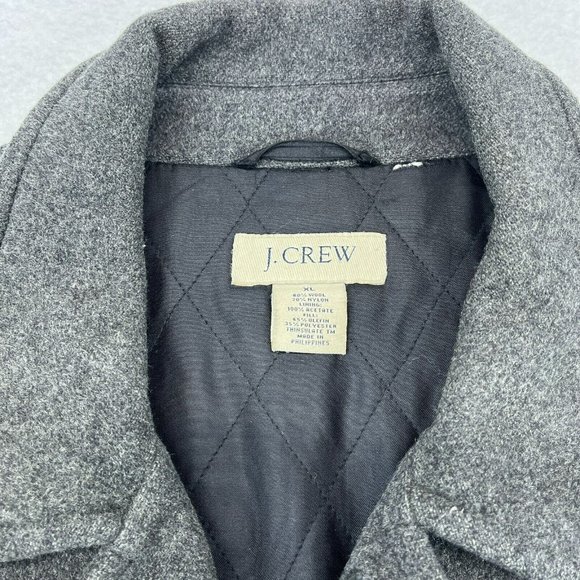 J.Crew Wool Coat XL Extra Large Men's Quilted Lined Dark Gray *Flaw* - Picture 3 of 12